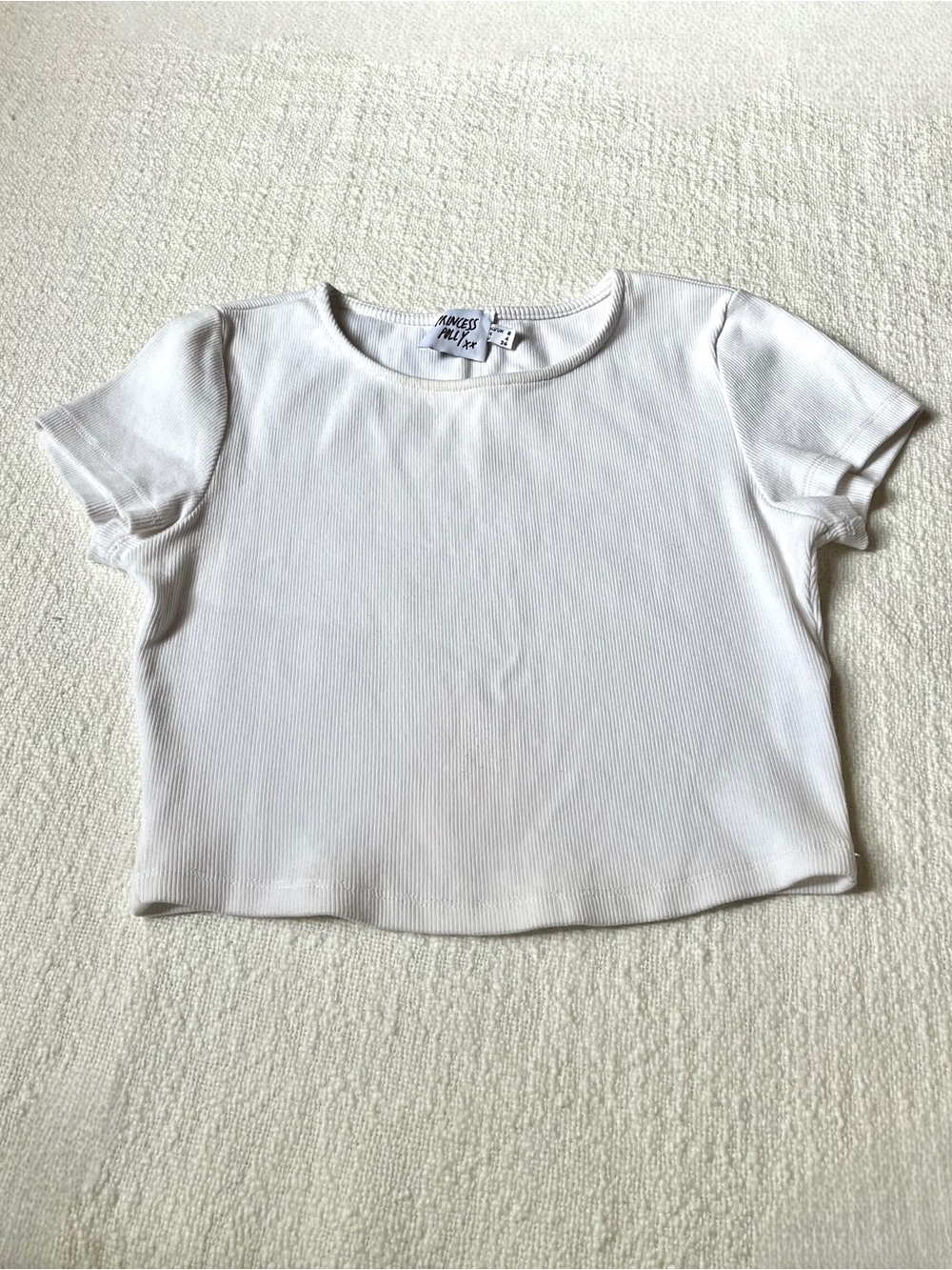 Princess Polly white ribbed crop top shirt size US 4
